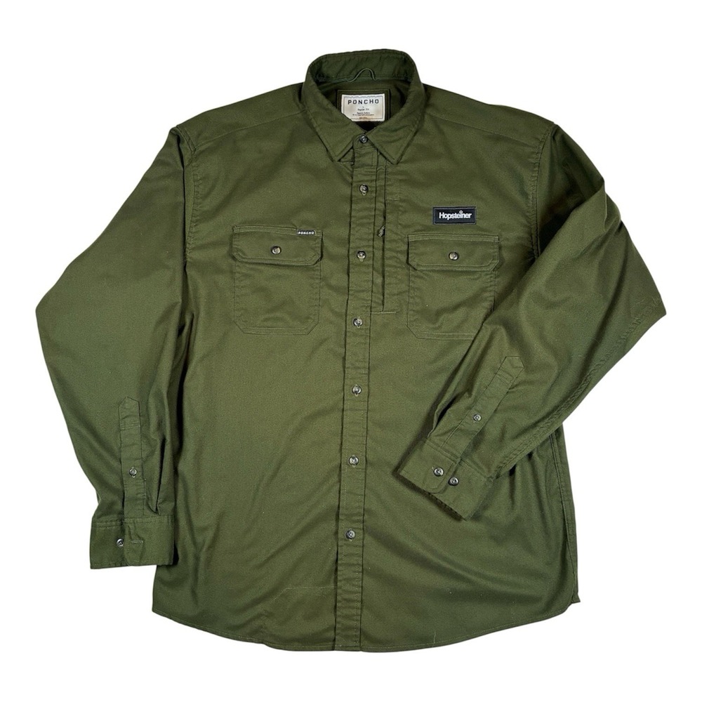 Poncho The Gunnison Men's L Green Regular Fit Long sleeve Flannel Fishing Shirt